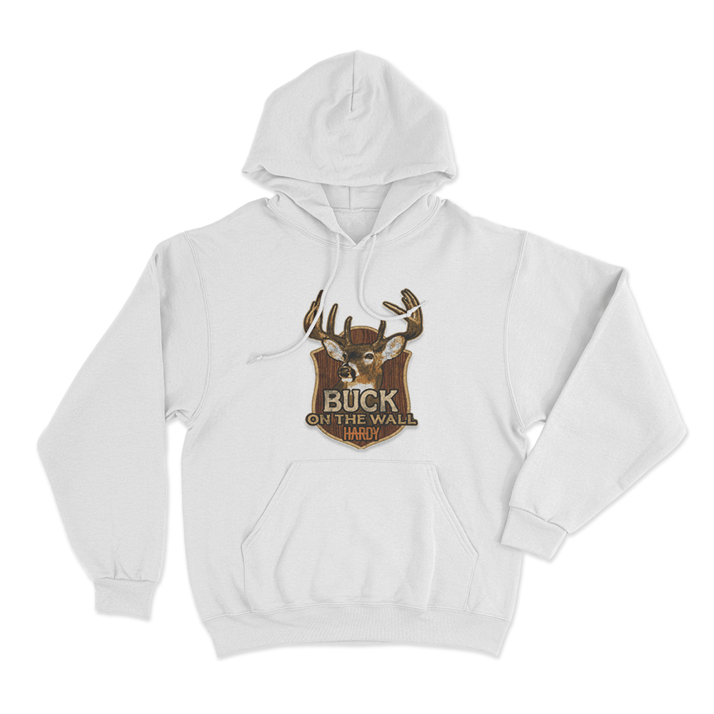 Buck On The Wall Unisex Hoodie White Buck On The Wall Unisex Hoodie White